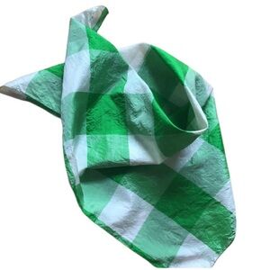 2/$30 Vintage Vibrant Kelly Green and White Large Gingham Check Square 20” Scarf